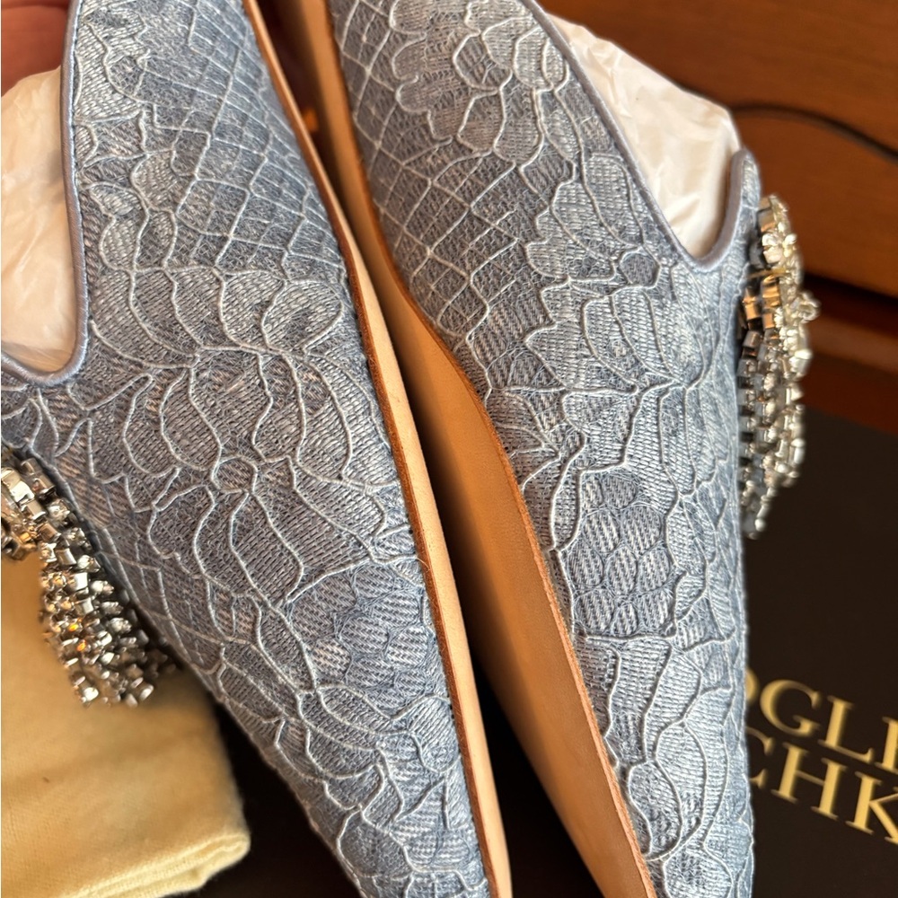 Badgley Mischka Women's Farley Blue Embellished Mules - Picture 8 of 16